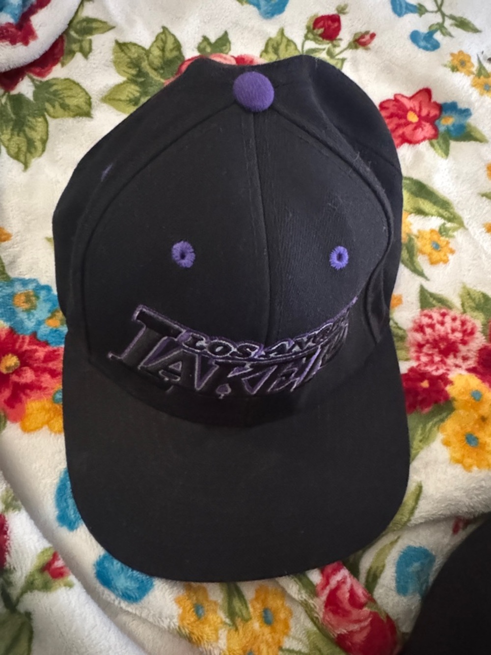 Black and Purple Los Angeles Style Snapback Hat